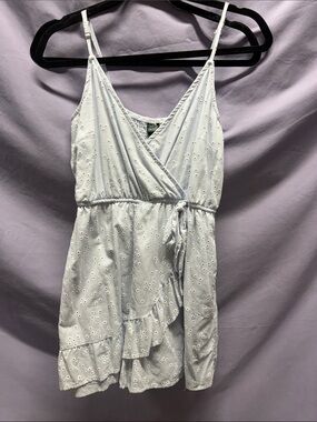 wild fable Light Blue Daisy Eyelet Wrap Romper